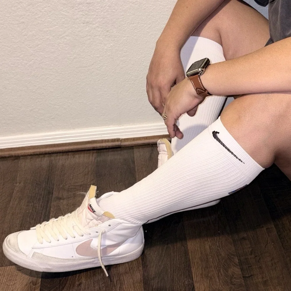 Nike NBA Elite Knee Socks White Black Power Player Team Issued On Court